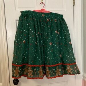 Unique Vintage Green Gingerbread Holiday Skirt